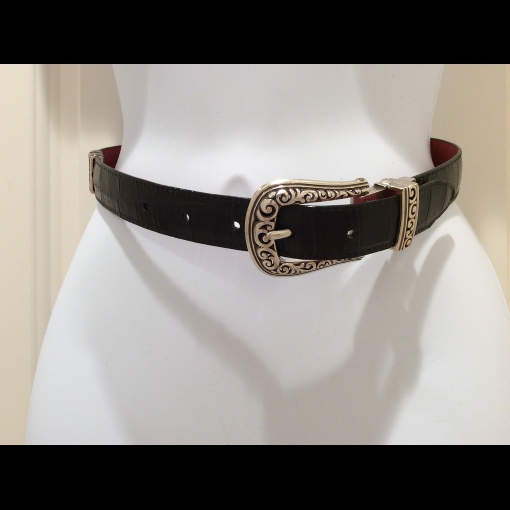 Leather belt reversible red black